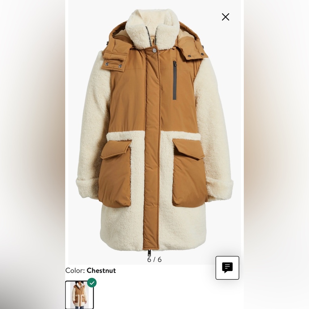 UGG Women’s “Kaysin Fleece Trim Down Parka” in Chestnut - Picture 5 of 11